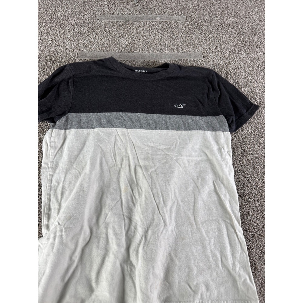 Hollister Mens Must-Have Collection Colorblock T-Shirt Black Grey White Small